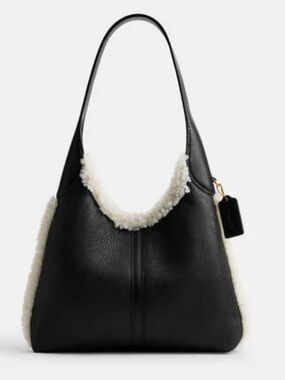 COACH Brooklyn Shearling-Trim Leather 28 Shoulder Bag, NWT